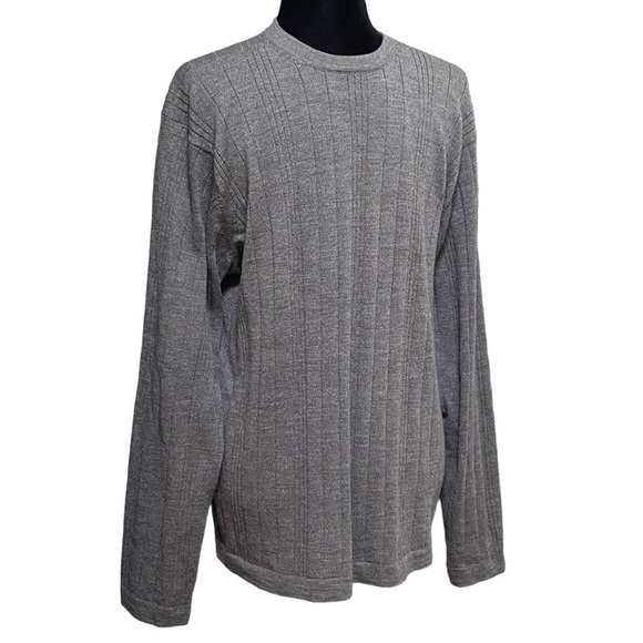 Alfani Gray Merino Wool Ribbed Pullover Sweater Medium Classic Knit Grandpa - Picture 2 of 6